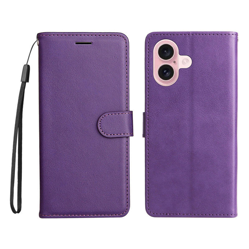 For iPhone 16 Solid Color Wallet Magnetic Kickstand Case