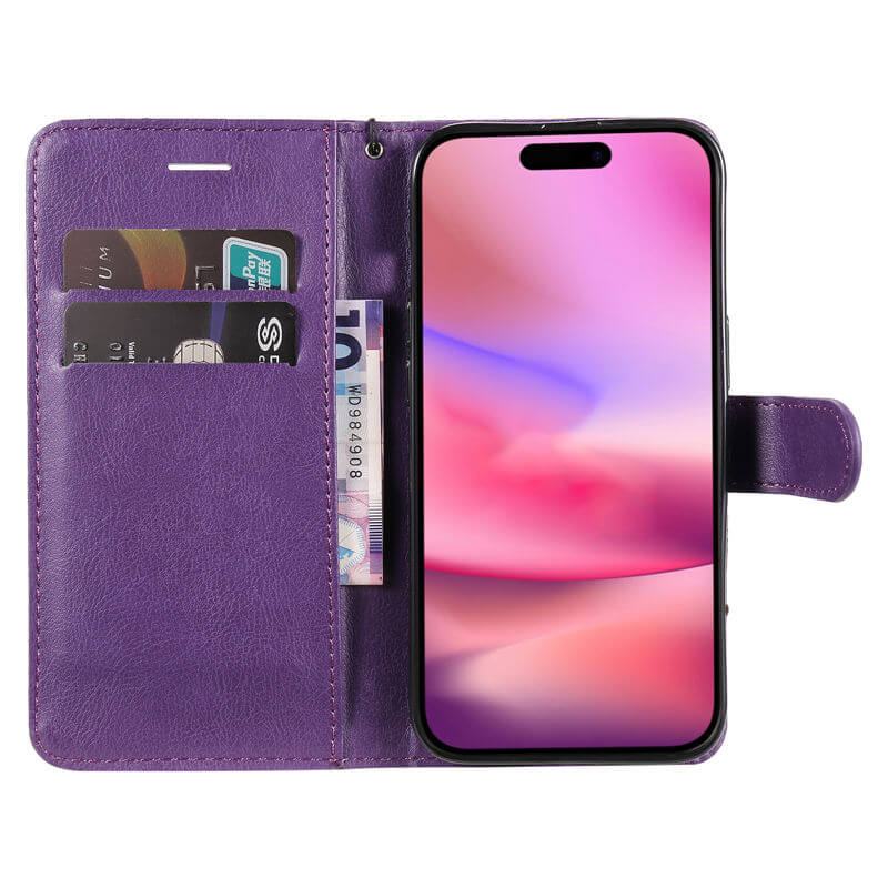 For iPhone 16 Solid Color Wallet Magnetic Kickstand Case