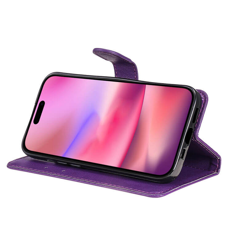 For iPhone 16 Solid Color Wallet Magnetic Kickstand Case