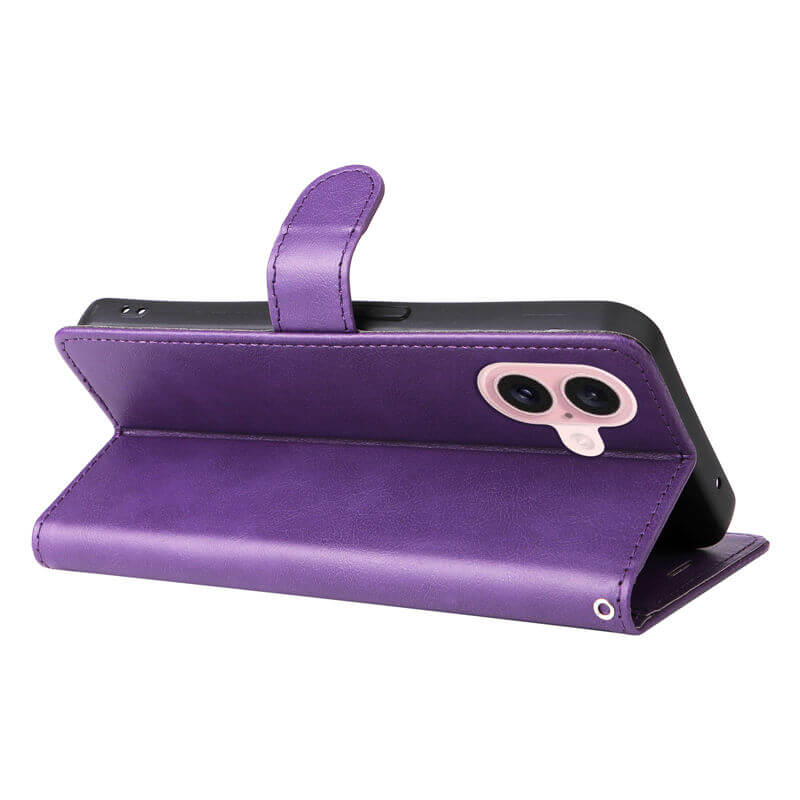 For iPhone 16 Solid Color Wallet Magnetic Kickstand Case