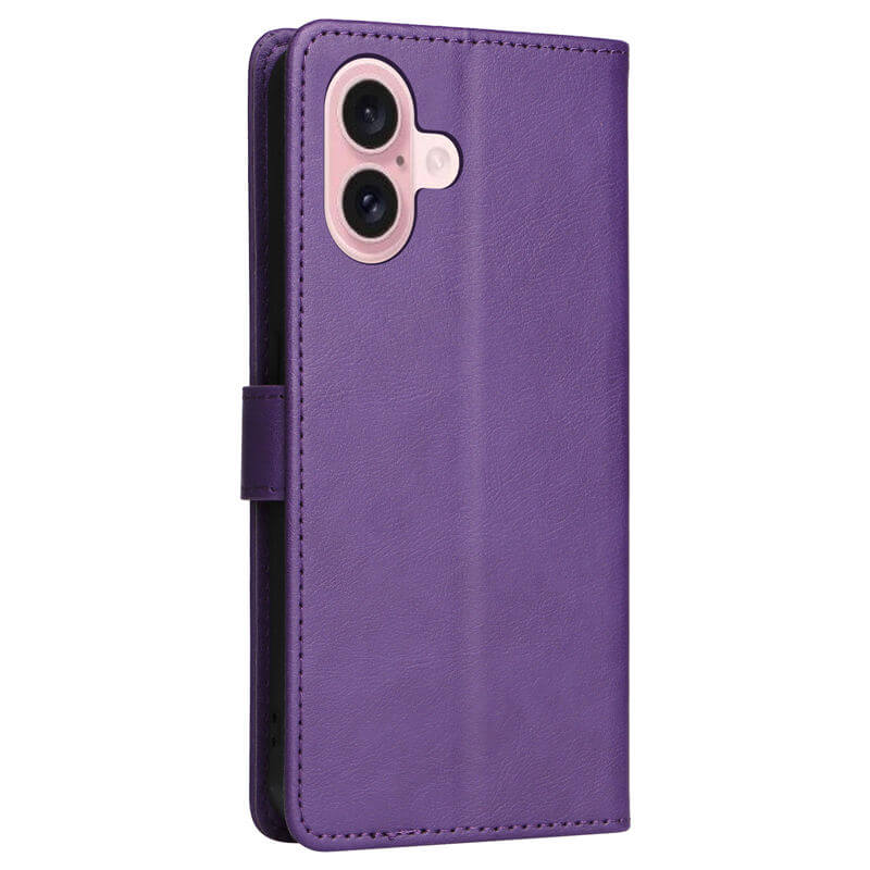 For iPhone 16 Solid Color Wallet Magnetic Kickstand Case