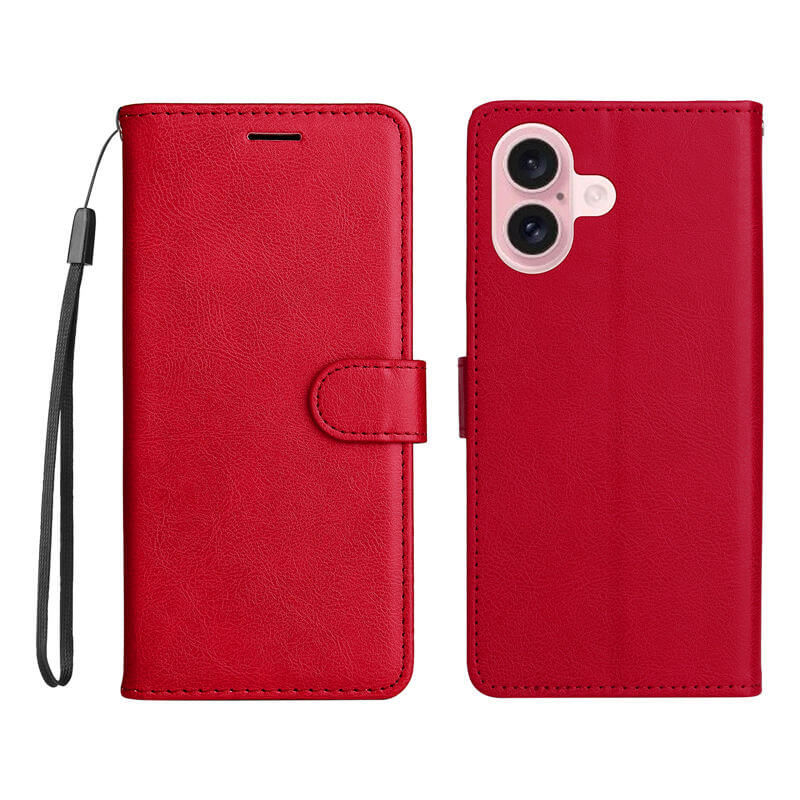 For iPhone 16 Solid Color Wallet Magnetic Kickstand Case