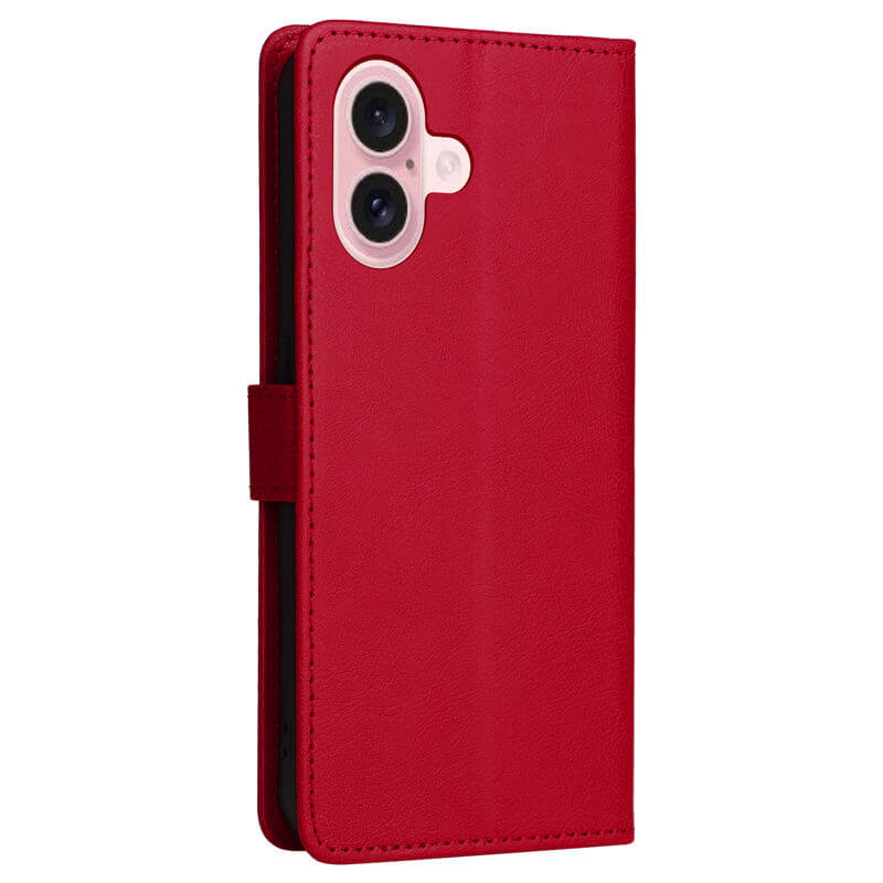 For iPhone 16 Solid Color Wallet Magnetic Kickstand Case