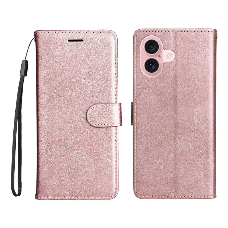 For iPhone 16 Solid Color Wallet Magnetic Kickstand Case