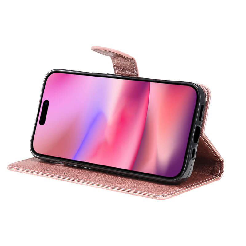 For iPhone 16 Solid Color Wallet Magnetic Kickstand Case