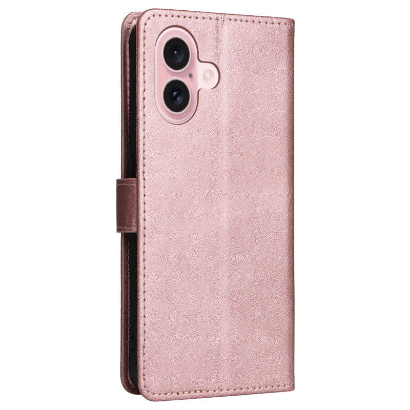 For iPhone 16 Solid Color Wallet Magnetic Kickstand Case