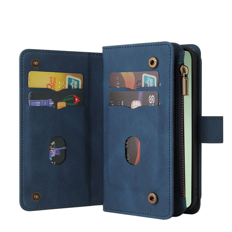 For Samsung Galaxy S24 FE Wallet 15 Card Slots Leather Case with Wrist Strap