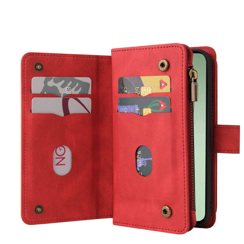 For Samsung Galaxy S24 FE Wallet 15 Card Slots Leather Case with Wrist Strap