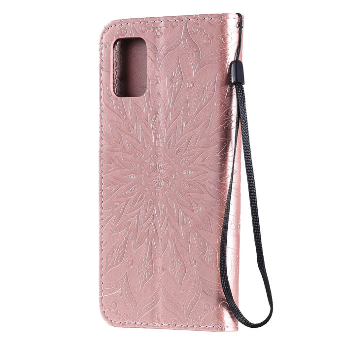 Samsung Galaxy A51 Embossed Sunflower Wallet Stand Case Rose Gold 3227