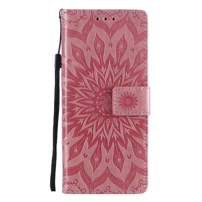 Sony Xperia 5 II Embossed Sunflower Wallet Magnetic Stand Case Pink