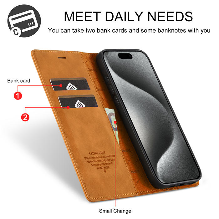 LC.IMEEKE iPhone 15 Pro Max Wallet Magnetic Case