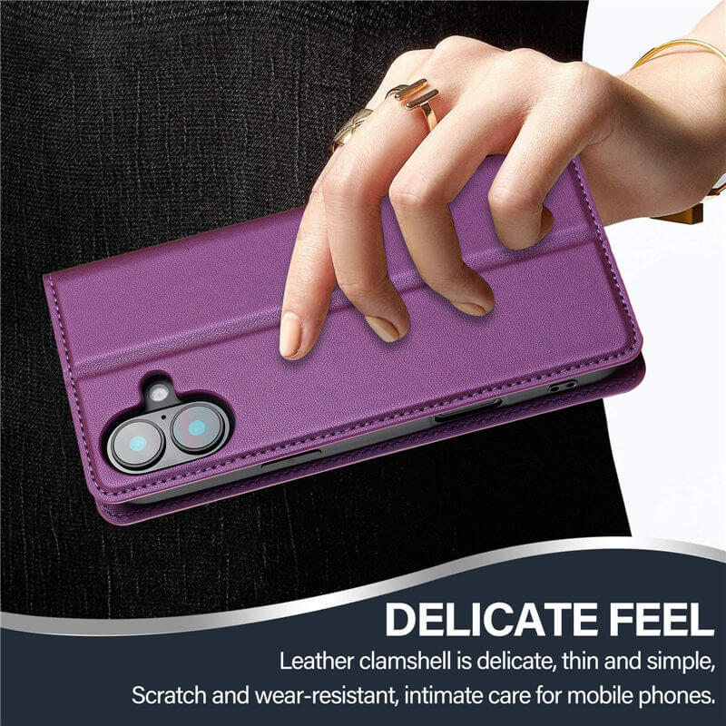 LC.IMEEKE iPhone 16 Silm Wallet Kickstand Magnetic Case