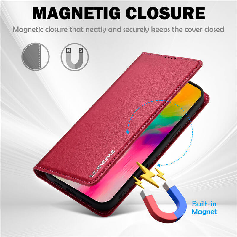 LC.IMEEKE iPhone 16 Plus Silm Wallet Kickstand Magnetic Case