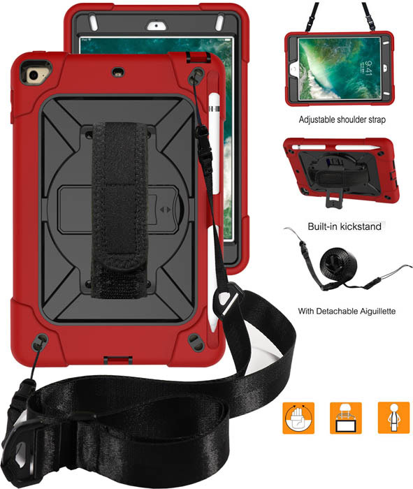 iPad Mini 5 Kickstand Hand strap and Detachable Shoulder Strap Cover ...