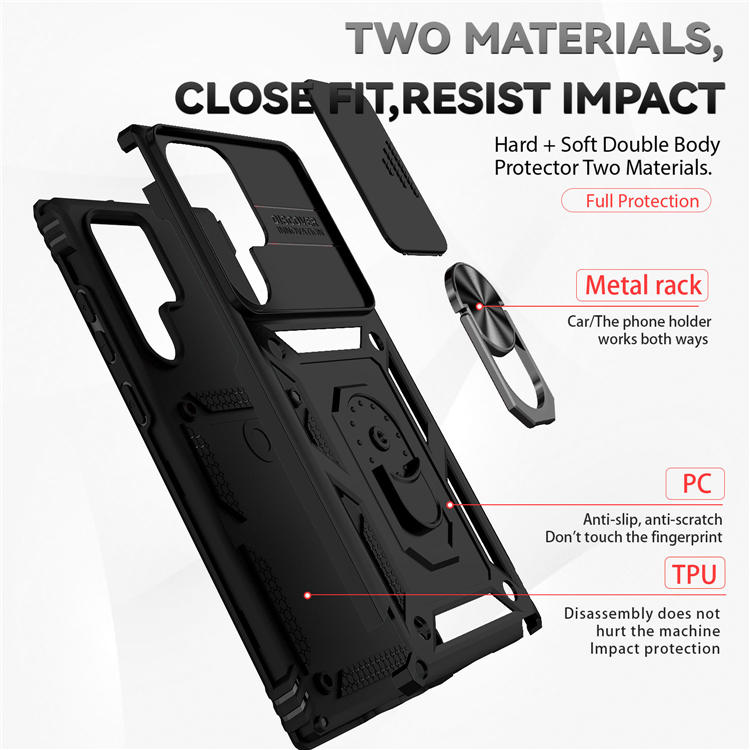 Hybrid Rugged Samsung Galaxy S22 Ultra Kickstand Case Black