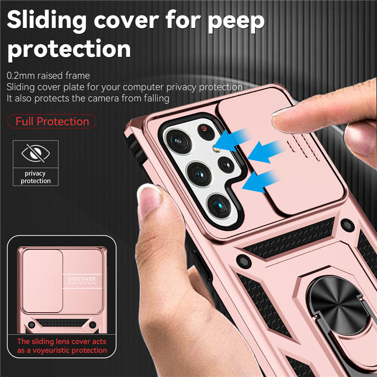 Hybrid Rugged Samsung Galaxy S22 Ultra Kickstand Case Rose Gold