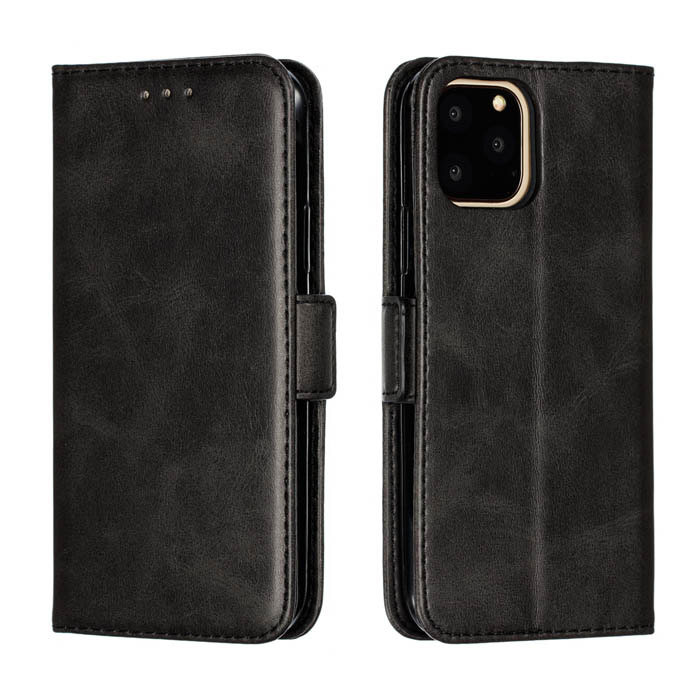 iPhone 11 Pro Wallet Magnetic Stand Flip PU Leather Case Black
